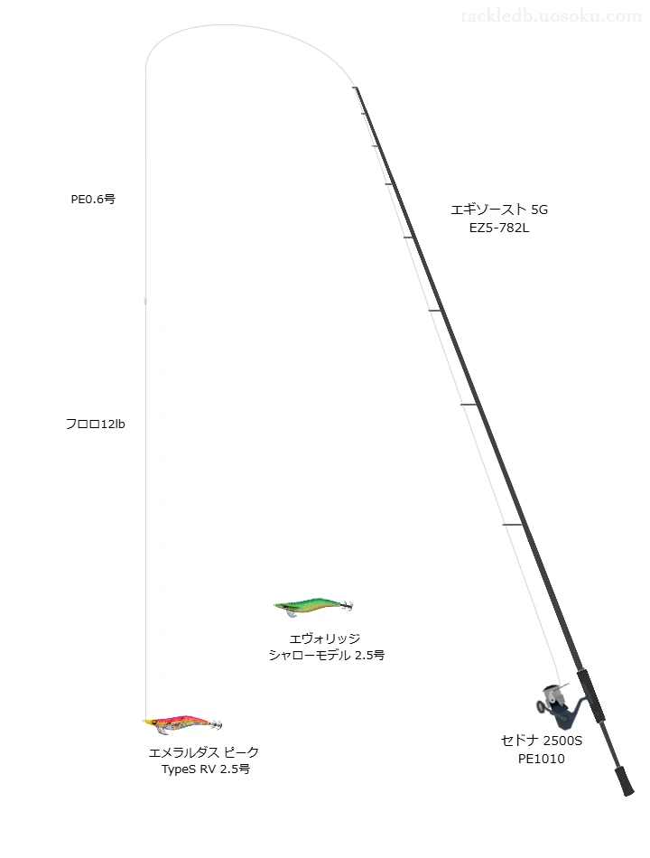 2.5号のエギを扱うエギングタックル【エギゾースト 5G EZ5-782L】