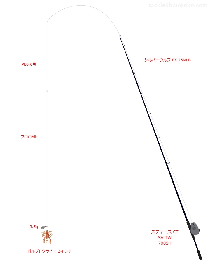 シルバーウルフ EX 75MLBとスティーズ CT SV TW 700SHによる高級チニングタックル【仮想インプレ】