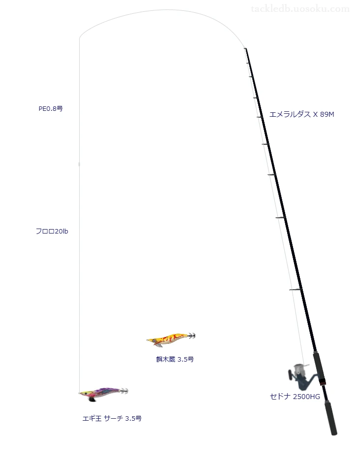 エギ王 サーチ 3.5号におすすめのエギングタックル【エメラルダス X 89M】