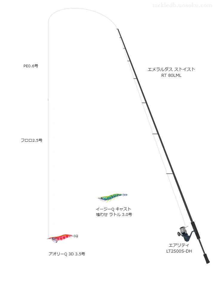 エメラルダス ストイスト RT 80LML,エアリティ LT2500S-DH,を使うエギングタックル【仮想インプレ】
