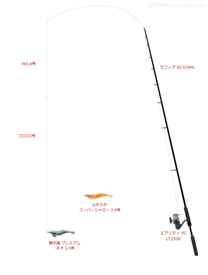セフィア SS S79MLとPE0.8号ラインによるエギングタックル