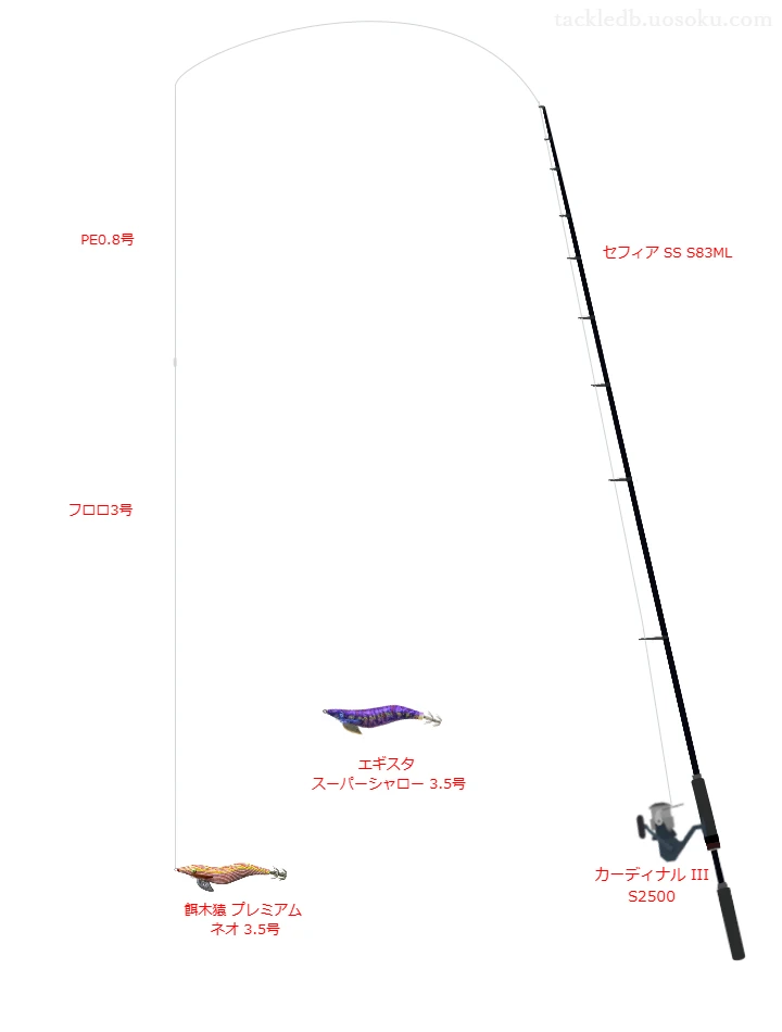 セフィア SS S83MLとPE0.8号ラインによるエギングタックル