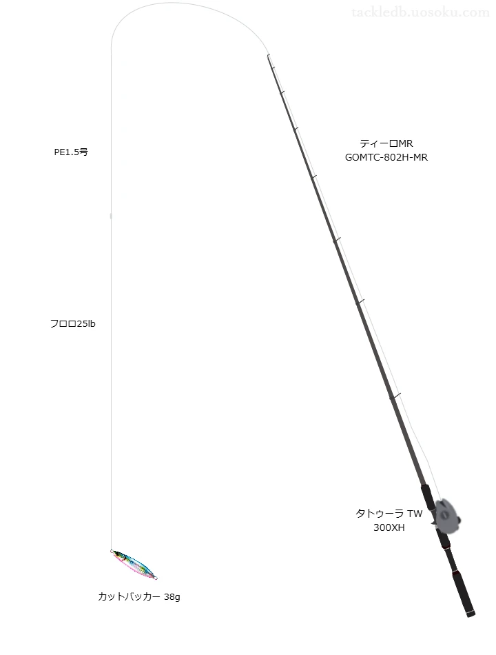 カットバッカー 38gを使うロックフィッシュタックル【ティーロMR GOMTC-802H-MR】