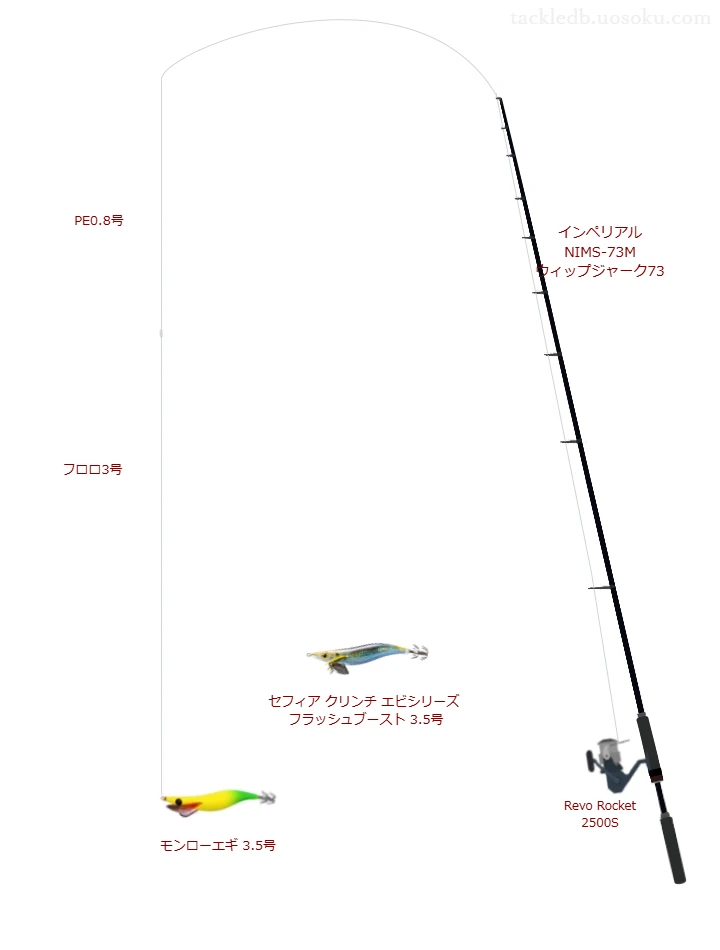 【舞鶴】モンローエギ 3.5号のためのエギングタックル【インペリアル NIMS-73M ウィップジャーク73】
