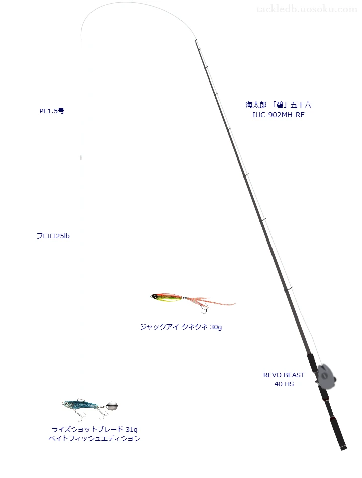 海太郎 「碧」五十六 IUC-902MH-RF,REVO BEAST 40 HS,スピンテールジグを使うロックフィッシュタックル【仮想インプレ】