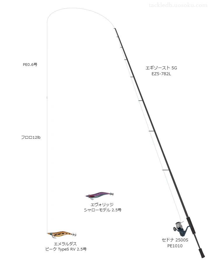 2.5号のエギを扱うエギングタックル【エギゾースト 5G EZ5-782L】