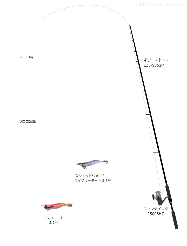 エギゾースト 5G EZ5-S862Mを使用した最強エギングタックル