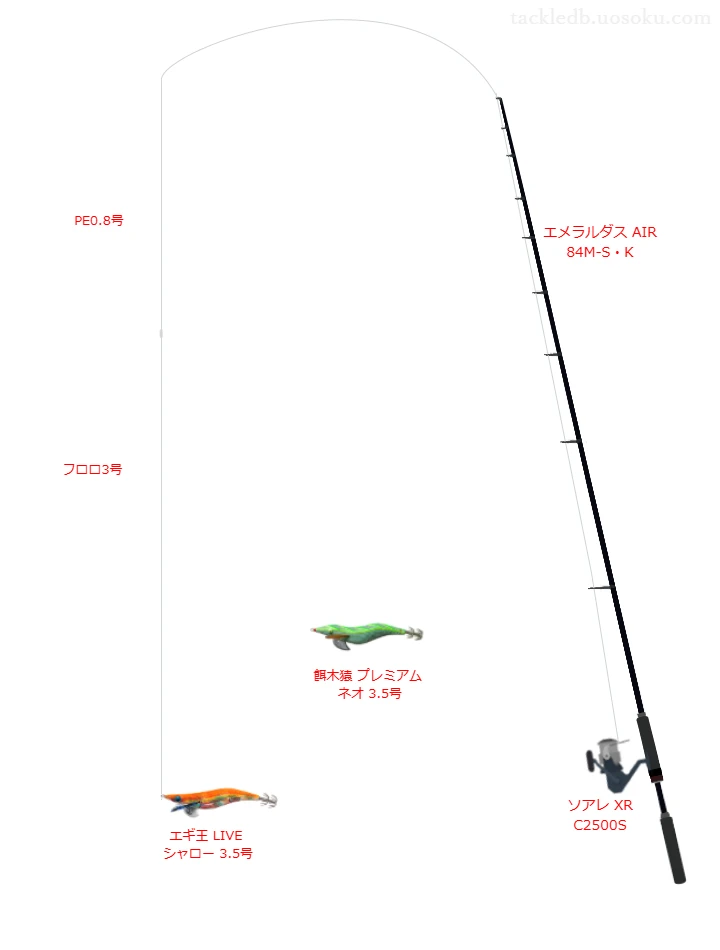 【Vインプレ】エギ王 LIVE シャロー 3.5号用エギングタックル【エメラルダス AIR 84M-S・K】