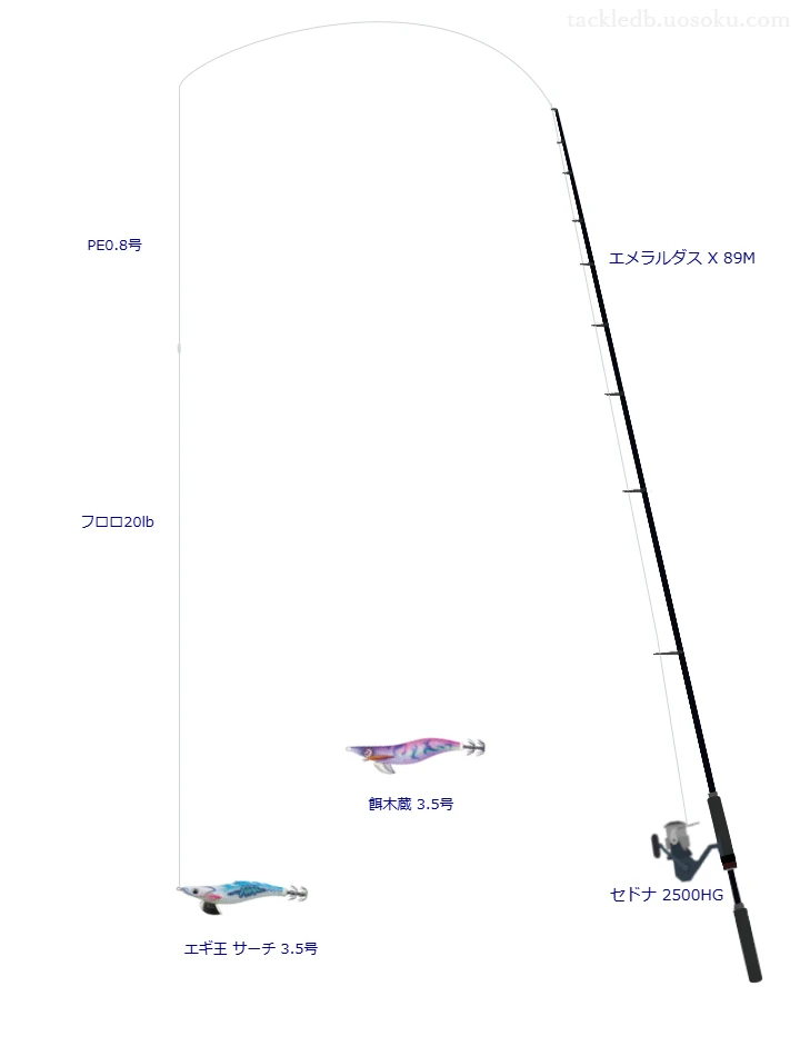 エギ王 サーチ 3.5号におすすめのエギングタックル【エメラルダス X 89M】