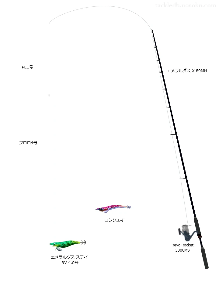 Revo Rocket 3000MSにエメラルダス X 89MHを合わせるエギングタックル