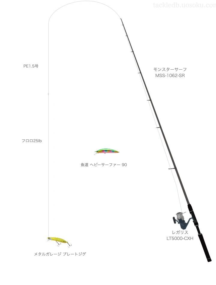 ウエイトが30.0g程度のルアーのためのサーフタックル【メタルガレージ プレートジグ】