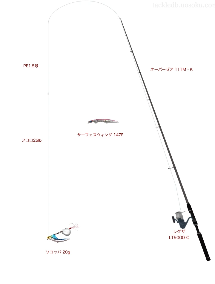 オーバーゼア 111M・Kとレグザ LT5000-C,サーフェスウィング 147Fによるサーフタックル【仮想インプレ】
