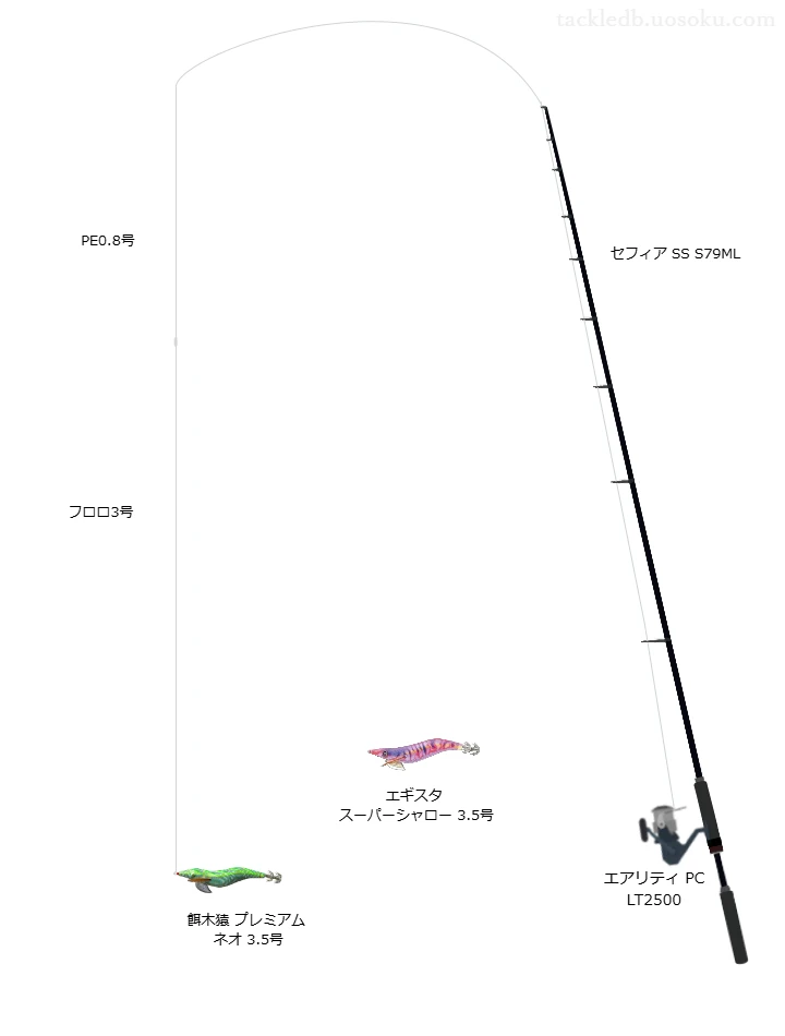 セフィア SS S79MLとPE0.8号ラインによるエギングタックル