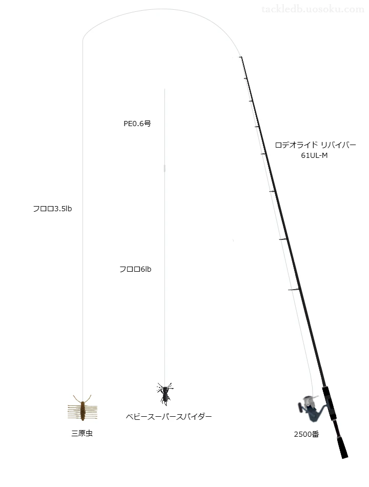 ロデオライド リバイバー61UL-Mで虫系ワーム【三原虫/ベビースーパースパイダー】