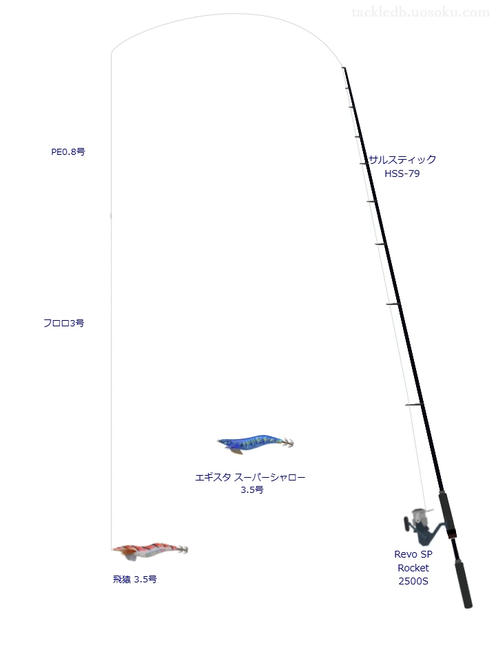 サルスティック HSS-79とRevo SP Rocket 2500Sを組み合わせたエギングタックル【仮想インプレ】