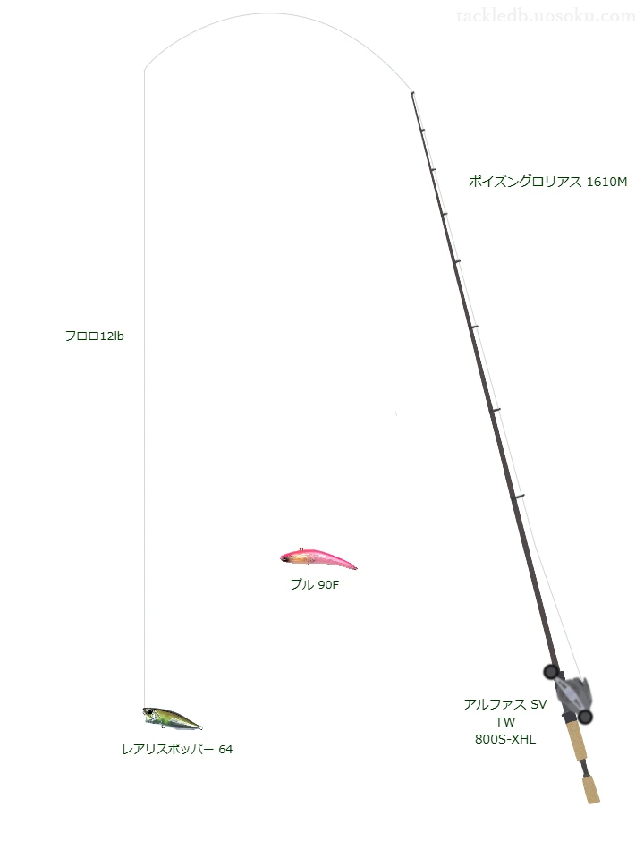 レアリスポッパー64のためのベイトタックル。シマノ×ジャッカルのロッドとダイワのリール