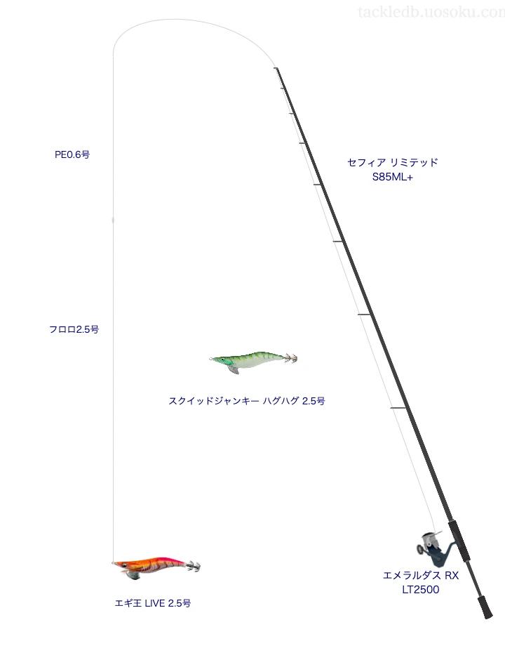 2.5号のエギを扱うエギングタックル【セフィア リミテッド S85ML+】