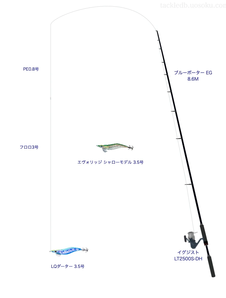 ブルーポーター EG 8.6Mでを使うエギングタックル【仮想インプレ】