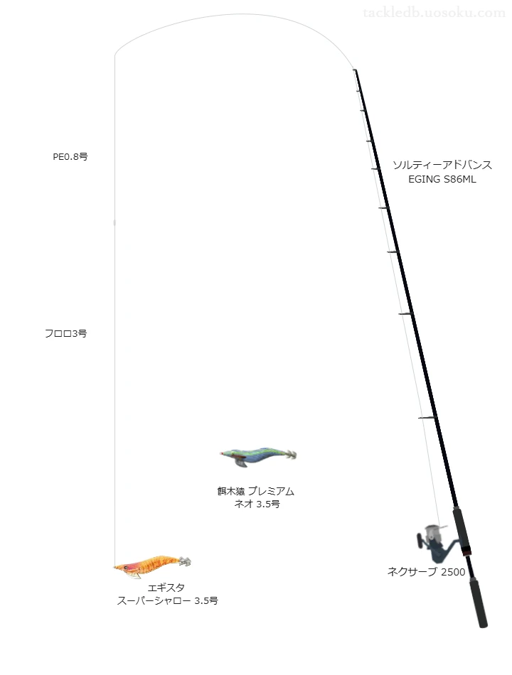 シマノのソルティーアドバンス EGING S86MLを使用したエギングタックル【仮想インプレ】