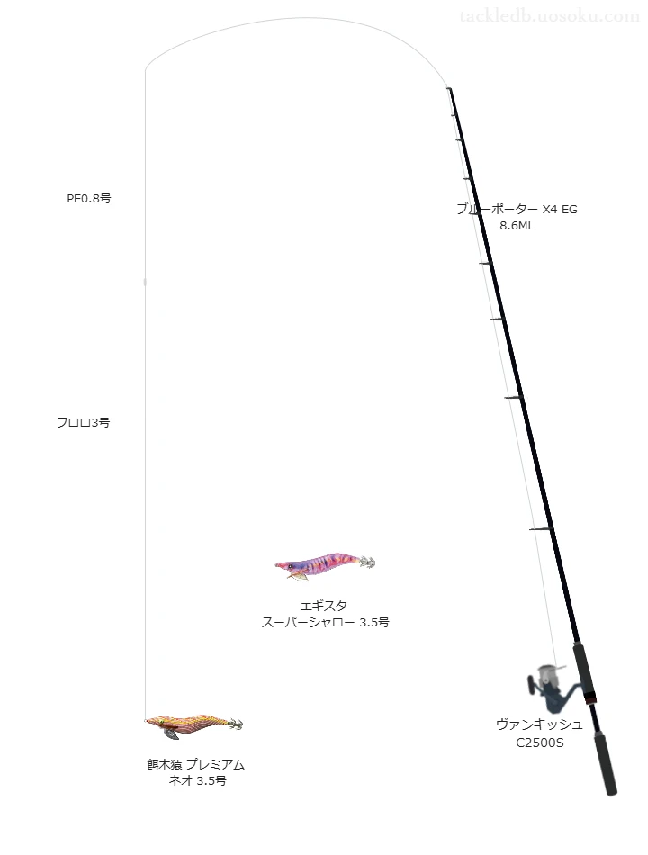 ブルーポーター X4 EG 8.6MLとヴァンキッシュ C2500Sによる高級エギングタックル【仮想インプレ】