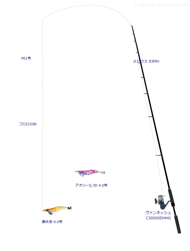メビウス 83MHとヴァンキッシュ C3000SDHHGを組み合わせたエギングタックル【仮想インプレ】