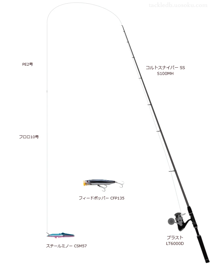 ウエイトが57.0g程度のルアーのためのロックショアタックル【スチールミノー CSM57】