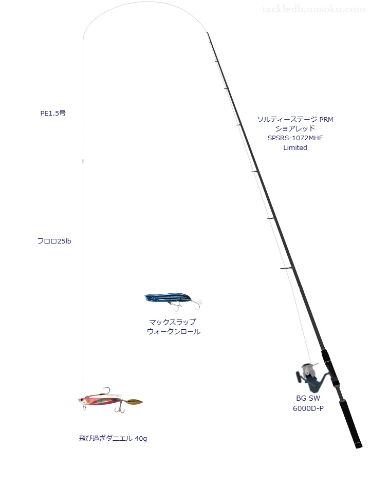 ウエイトが40.0g程度のルアーのためのショアジギングタックル【飛び過ぎダニエル 40g】