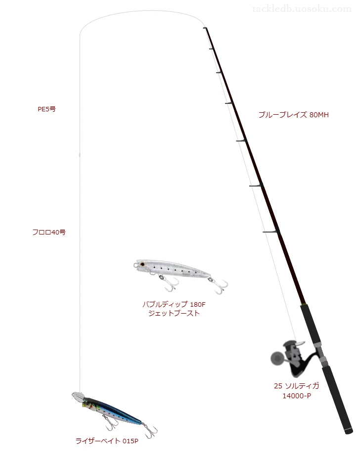 【Vインプレ】ライザーベイト 015P用キャスティングタックル【ブルーブレイズ 80MH】