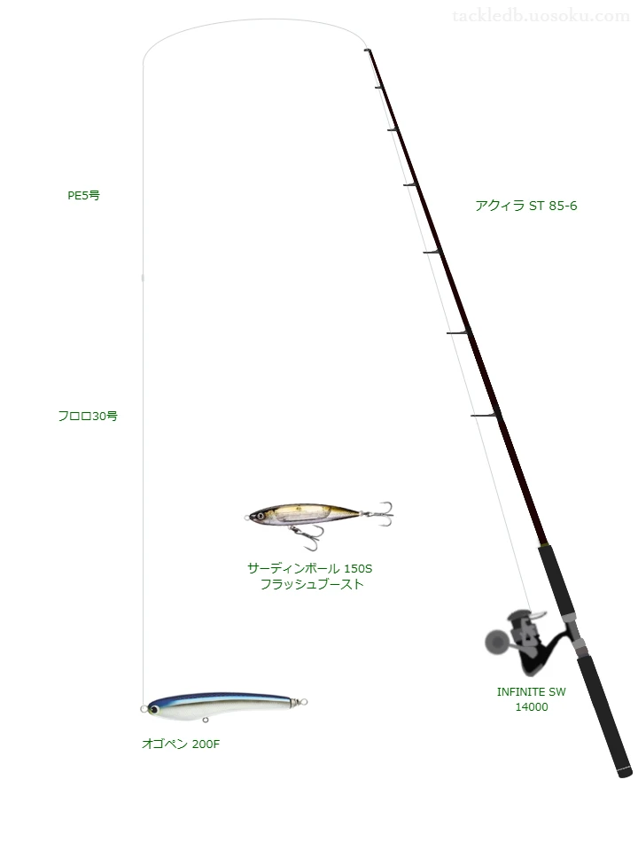 アクィラ ST 85-6とPE5号ラインによるキャスティングタックル