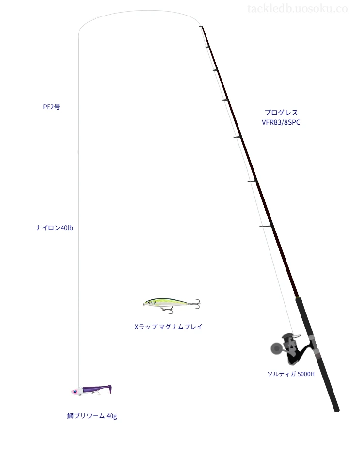 鰤ブリワーム 40gのためのキャスティングタックル