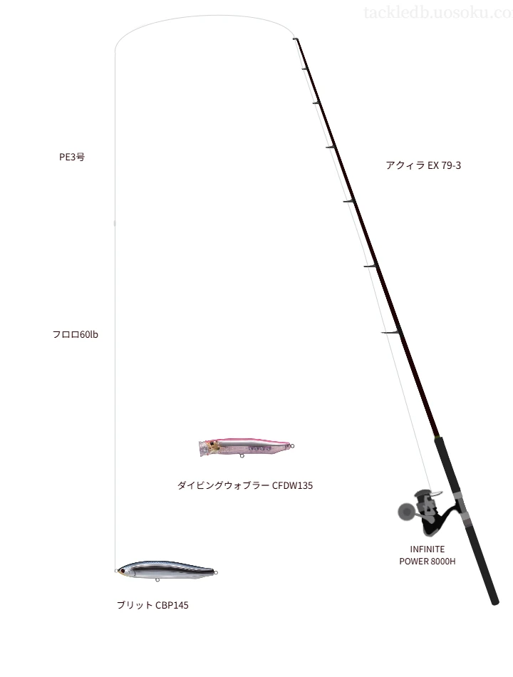 アクィラ EX 79-3とPE3号ラインによるキャスティングタックル