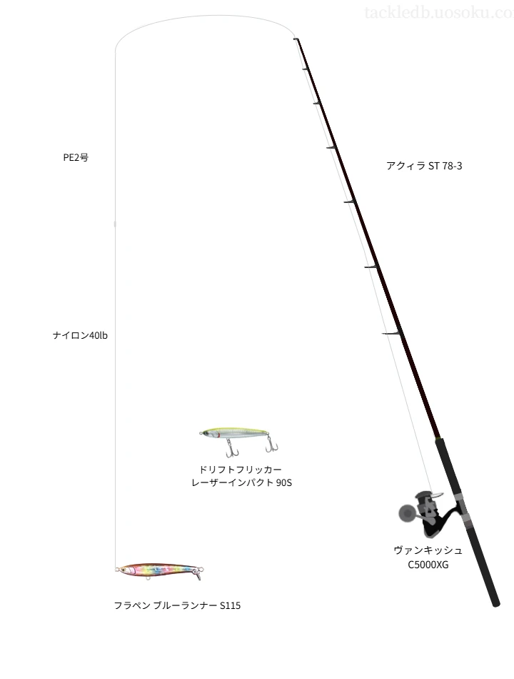 アクィラ ST 78-3とヴァンキッシュ C5000XGを組み合わせたキャスティングタックル【仮想インプレ】