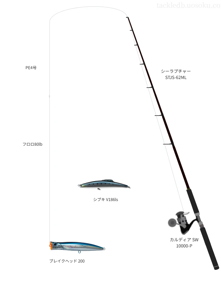 ミドルクラスキャスティングタックル。シーラプチャー STJS-62MLとカルディア SW 10000-Pのリール