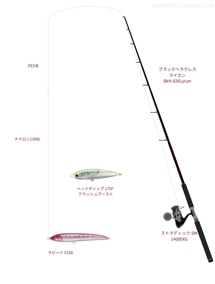 【トカラ列島沖】ラピード F230のためのキャスティングタックル【ブラックヘラクレス ライカン BkH-836Lycan】