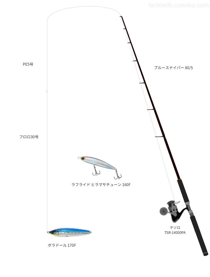 ロッドはヤマガブランクス,リールはオクマでボラドール 170Fを使うキャスティングタックル。【宮古島沖】