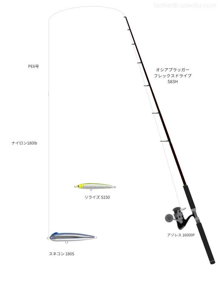 ウエイトが100.0g程度のルアーのためのキャスティングタックル【スネコン 180S】