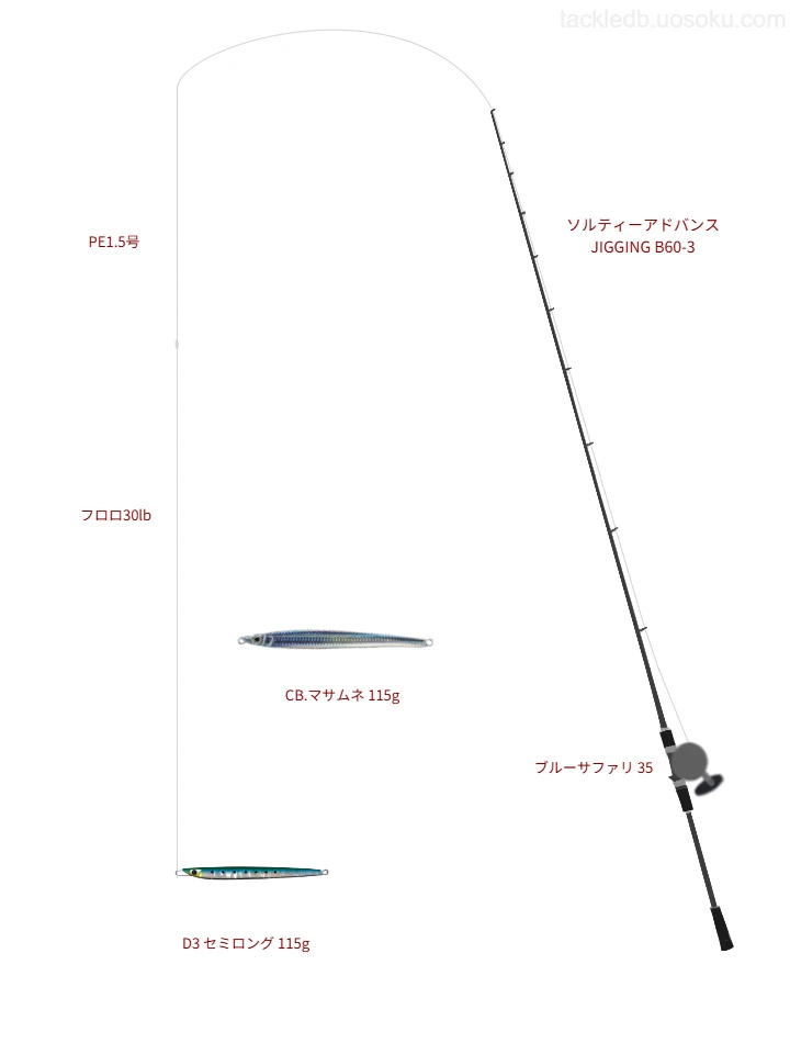 ソルティーアドバンス JIGGING B60-3とD3 セミロング 115gによる最強ジギングタックル