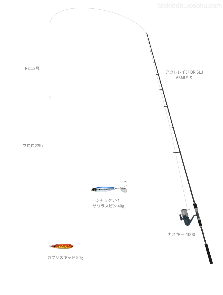 ナスキー 4000にアウトレイジ BR SLJ 63MLS-Sを合わせるSLJ・ライトジギングタックル
