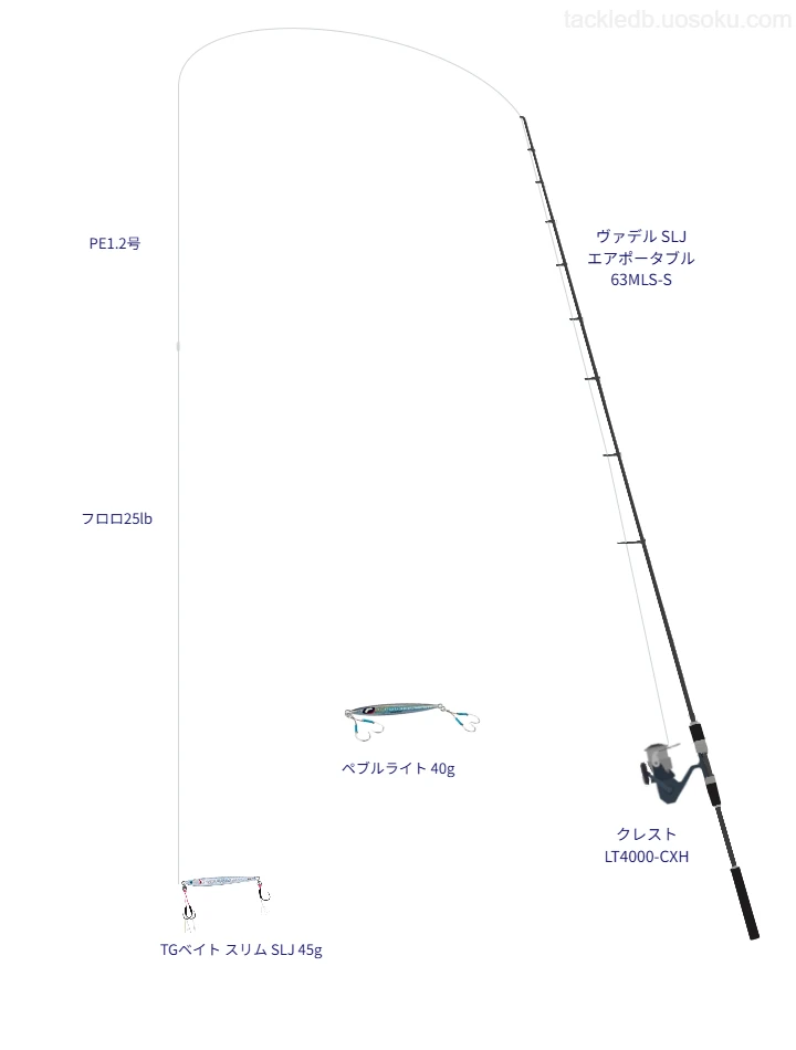 TGベイト スリム SLJ 45gを使うSLJ・ライトジギングタックル【ヴァデル SLJ エアポータブル 63MLS-S】