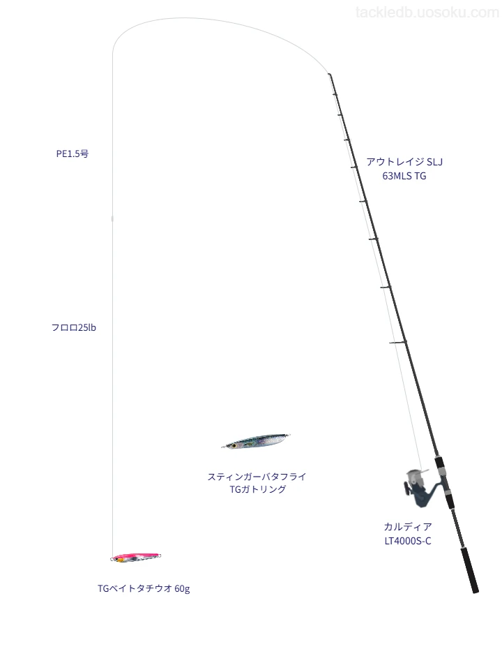 アウトレイジ SLJ 63MLS TGとカルディア LT4000S-C,PE1.5号によるSLJ・ライトジギングタックル