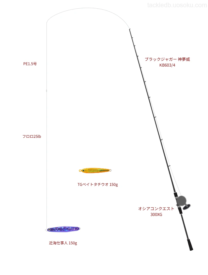ジギングに関するタックル、仕掛け図解