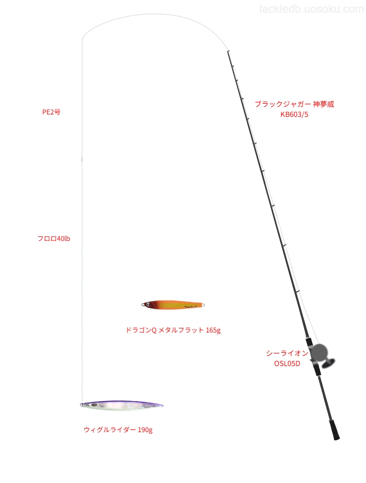 ウィグルライダー 190gにおすすめのジギングタックル【 ブラックジャガー 神夢威 KB603/5】