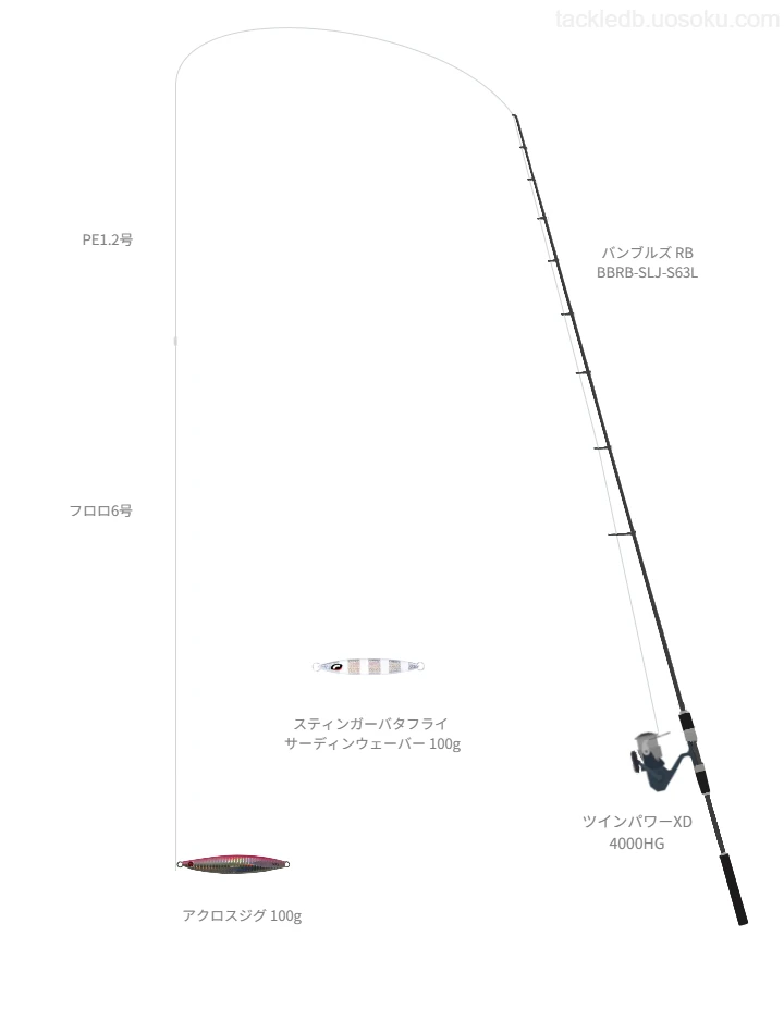 【駿河湾】アクロスジグ 100gのためのジギングタックル【バンブルズ RB BBRB-SLJ-S63L】