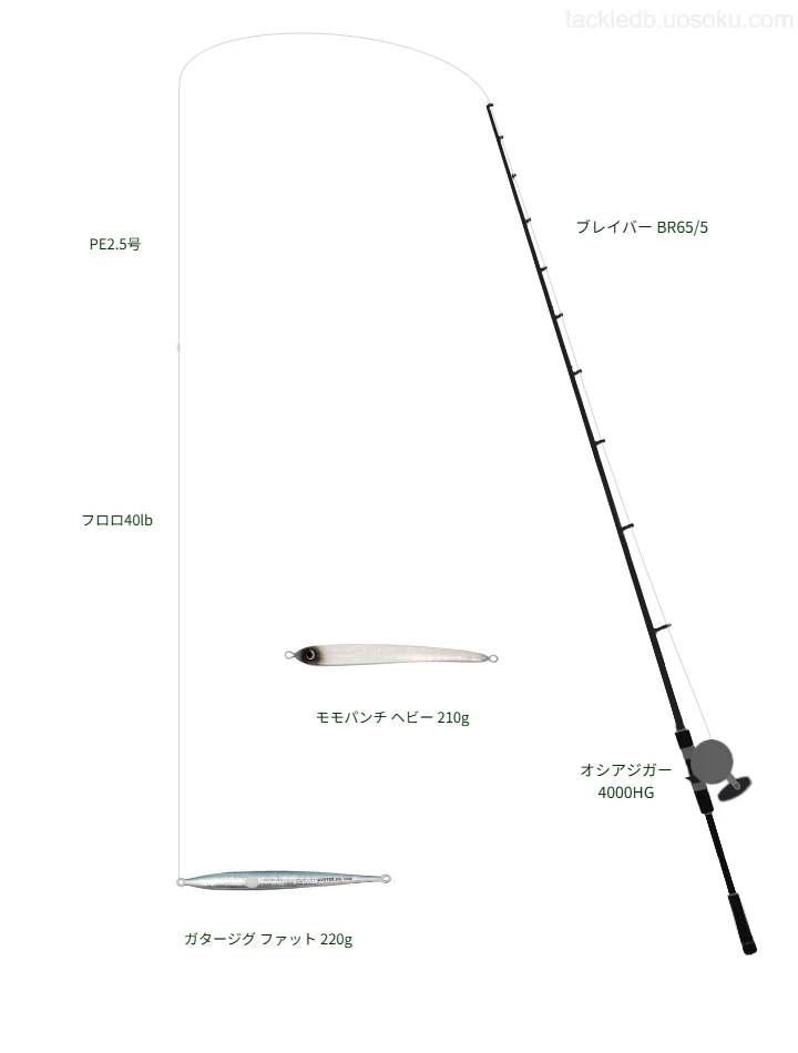 【七里ヶ曽根】ガタージグ ファット 220gのためのジギングタックル【ブレイバー BR65/5】
