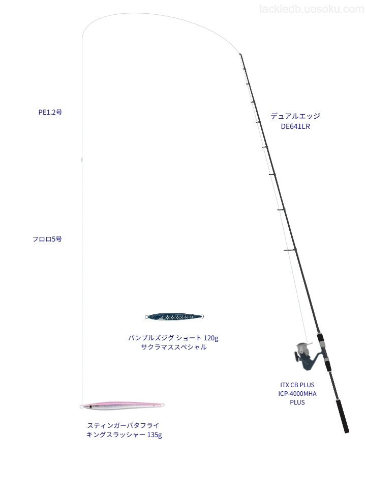 135.0gのルアーを扱うジギングタックル【デュアルエッジ DE641LR】