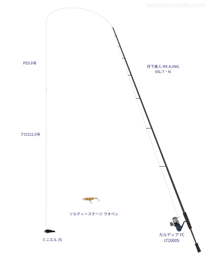 カルディア FC LT2000Sに月下美人 MX AJING 65L-T・Nを合わせるアジングタックル