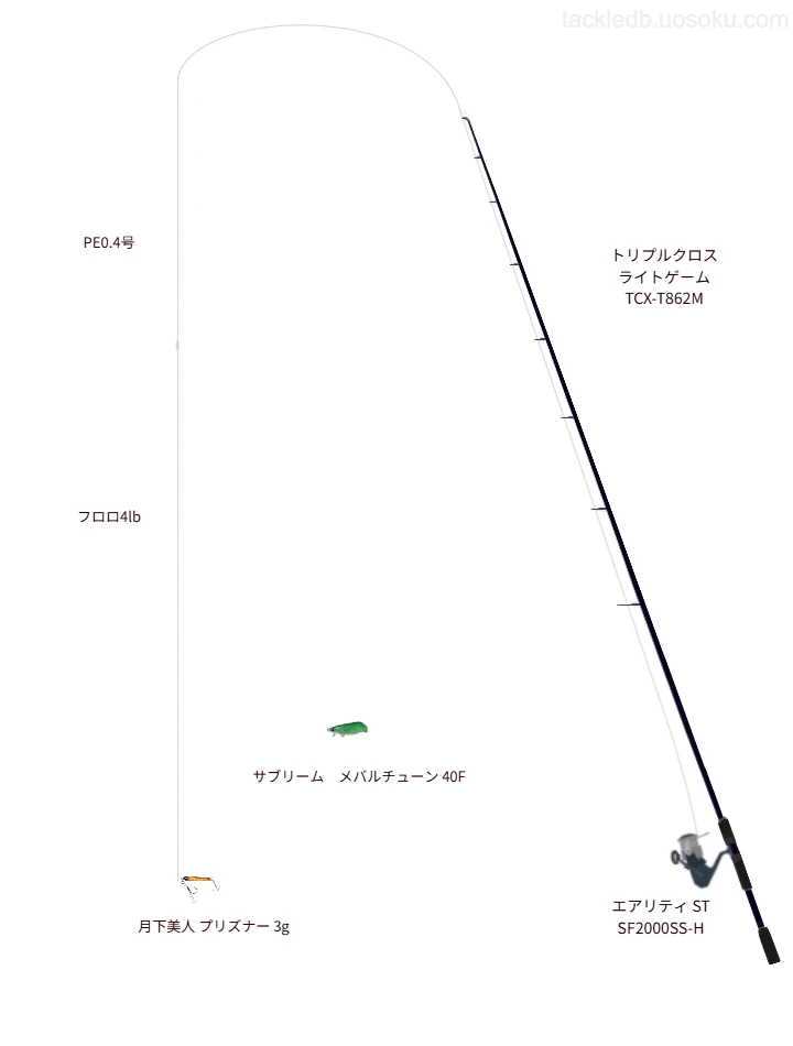 ウエイトが3.0g程度のルアーのためのアジングタックル【月下美人 プリズナー 3g】