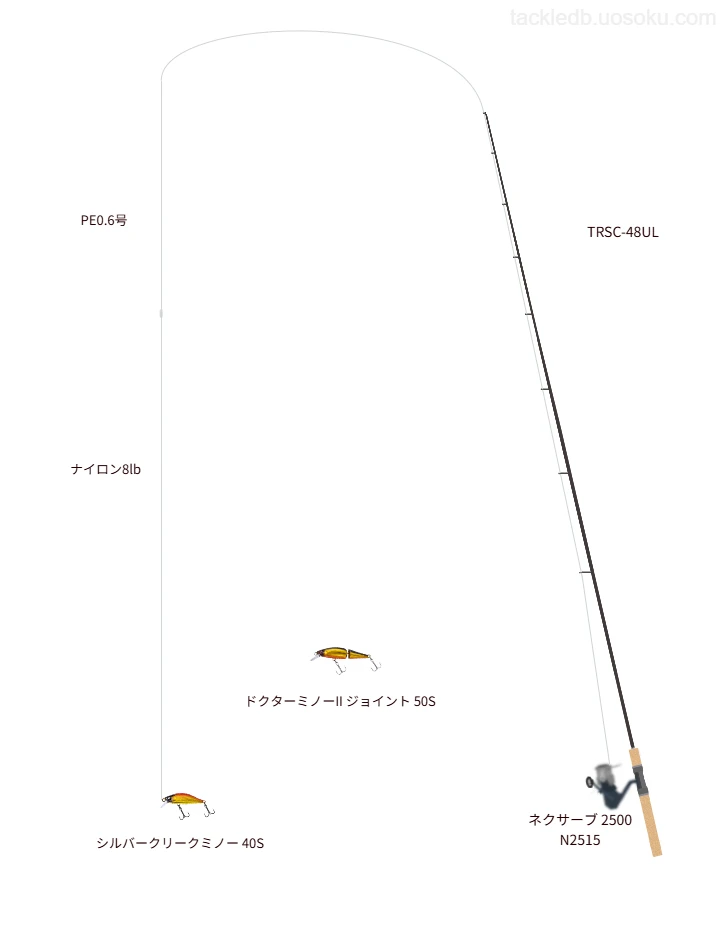 シルバークリークミノー 40Sのためのトラウトタックル。ジャクソンのロッドとシマノのリール