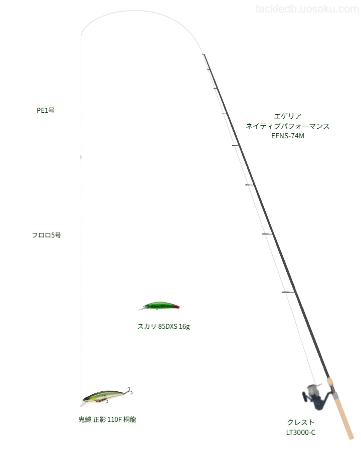 エゲリア ネイティブパフォーマンス EFNS-74M,クレスト LT3000-C,ミノーを使うトラウトタックル【仮想インプレ】