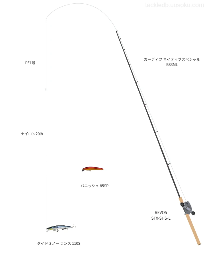 アップグレード X8 1号と耐摩耗リーダー for FLATFISH 20lbを使用したトラウトタックル【カーディフ ネイティブスペシャル B83ML】